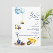 Invitation Petit homme sur le chemin Baby shower de construct (Debout devant)