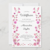 Invitation Petit Jardin Fleur sauvage Chaud rose bébé fille D (Devant)