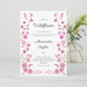 Invitation Petit Jardin Fleur sauvage Chaud rose bébé fille D (Debout devant)