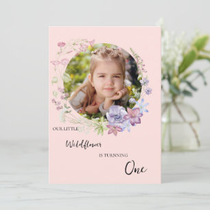 Invitation Petit Jardin Fleur sauvage élégant Fille 1er anniv