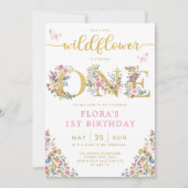 Invitation Petit Jardin Fleur sauvage élégant Fille 1er anniv (Devant)