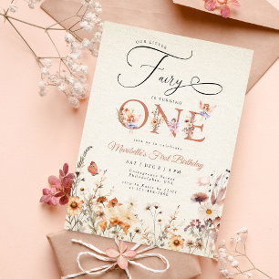 Invitation Petit Jardin Floral de Fée Premier Anniversaire