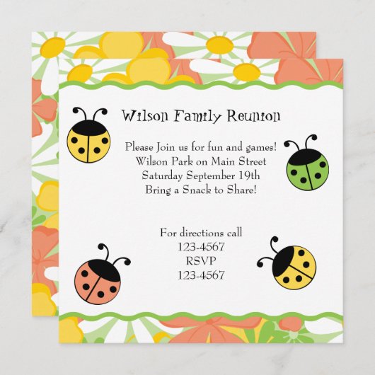 Invitation Petit Ladybugs mignon (Devant / Derrière)