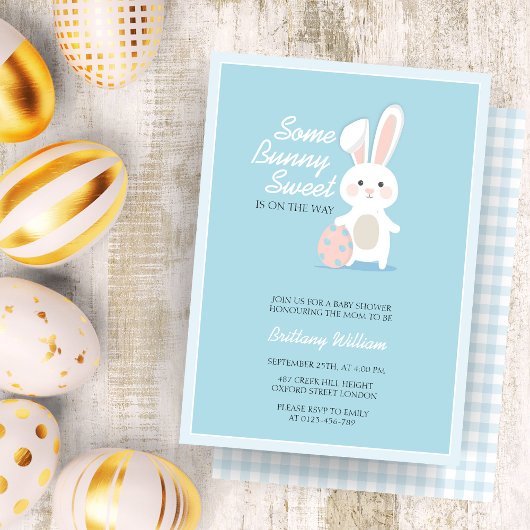 Invitation Petit lapin À damiers Baby shower de Pâques