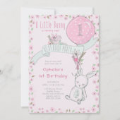 Invitation Petit lapin avec ballons N'importe quel âge fille  (Devant)