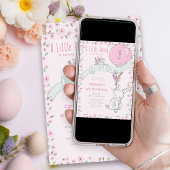 Invitation Petit lapin avec ballons N'importe quel âge fille 