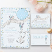 Invitation Petit lapin avec Balloon Cute Boy Baby shower