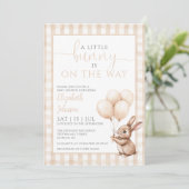 Invitation Petit lapin Baby shower neutre photo QR Code (Debout devant)