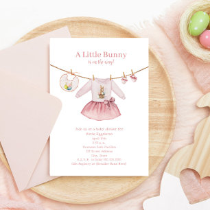 Invitation Petit lapin Baby shower Vêtements de Fille Rose Pâ
