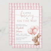 Invitation Petit Lapin Balloons Rose Baby shower fille (Devant / Derrière)