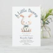 Invitation Petit Lapin Bow Cravate mignonne Simple bébé garço (Debout devant)