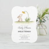 Invitation Petit lapin de lapin doux baby shower (Debout devant)