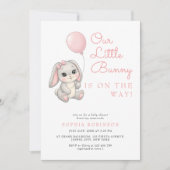 Invitation Petit Lapin Doux Blush Baby shower fille rose (Devant)
