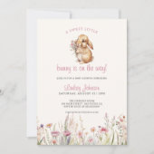 Invitation Petit Lapin Doux Sur Le Chemin Baby shower (Devant)