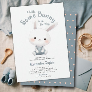 Invitation Petit lapin en salopette pour la fête de bébé garç