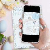 Invitation Petit Lapin et Bleu Balloon N'importe quel âge Gar