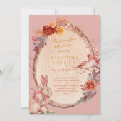 Invitation Petit Lapin Fille Baby shower de bois (Devant)