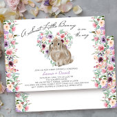 Invitation Petit Lapin Floral Amour Coeur Bébé Parsemer