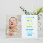 Invitation Petit Lapin Garçon 1er Anniversaire (Debout devant)