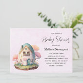 Invitation Petit lapin lapin Kawaii Style Baby shower (Debout devant)