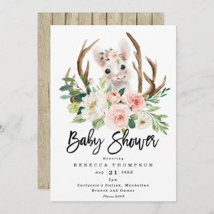 Invitation petit lapin lapin lapin rustique baby shower moder