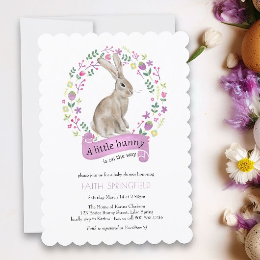Invitation Petit Lapin Lilac Baby shower fille