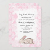 Invitation Petit Lapin Neige Hiver Anniversaire Fête Invitati (Devant / Derrière)