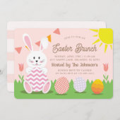 Invitation Petit Lapin Paques Fete Brunch  (Devant / Derrière)