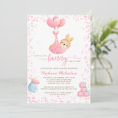 Invitation Petit Lapin Petit Lapin Doux Baby shower fille (Debout devant)
