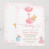 Invitation Petit Lapin Petit Lapin Doux Baby shower fille (Devant / Derrière)
