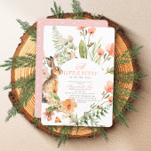 Invitation Petit lapin rose Baby shower Floral fille