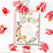 Invitation Petit Lapin Rose Fille Florale 1er Anniversaire