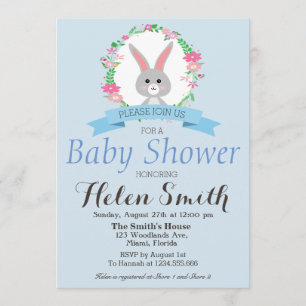 Invitation Petit lapin sucré avec baby shower de couronne de
