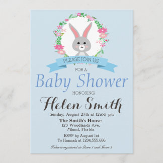 Invitation Petit lapin sucré avec baby shower de couronne de