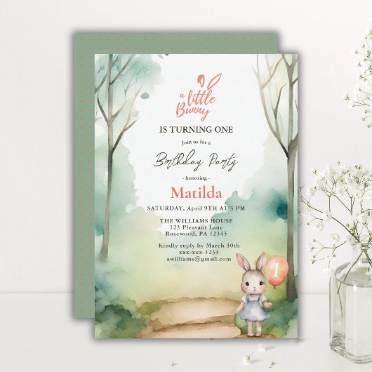Invitation Petit Lapin Tournera Une Aquarelle Anniversaire