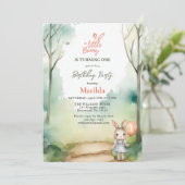 Invitation Petit Lapin Tournera Une Aquarelle Anniversaire (Debout devant)