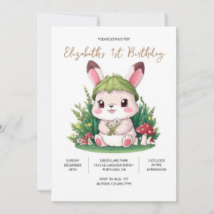 Invitation Petit lapin Whimsical 1er Anniversaire numérique