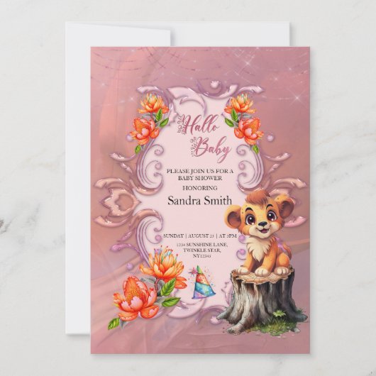 Invitation Petit lion mignon (Devant)