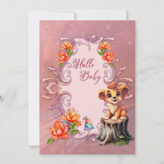 Invitation Petit lion mignon (Dos)