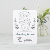 Invitation Petit Lion Prince Boy Baby shower Rustique (Debout devant)