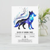Invitation Petit loup coloré Digital Boy Anniversaire (Debout devant)