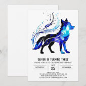 Invitation Petit loup coloré Digital Boy Anniversaire (Devant / Derrière)