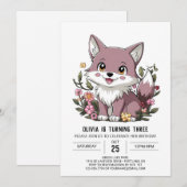Invitation Petit Loup numérique coloré Anniversaire (Devant / Derrière)