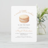Invitation Petit Macaron Code QR Neutre pour Baby Shower Cook (Debout devant)