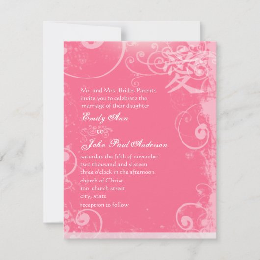 Invitation Petit Mariage d'amour Kanji rose 4 x 5 (Devant)