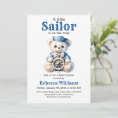 Invitation Petit marin Nautical Blue Bear Baby shower garçon (Debout devant)
