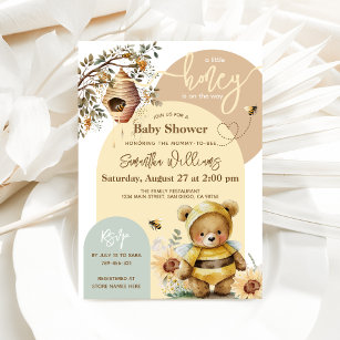 Invitation Petit miel Baby shower de l'ours des abeilles