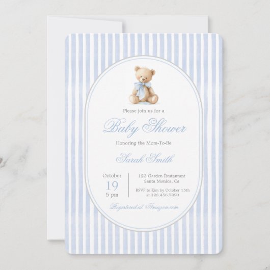 Invitation Petit-millénaire Baby shower ours garçon (Devant)