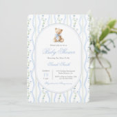 Invitation Petit-millénaire Baby shower ours garçon (Debout devant)