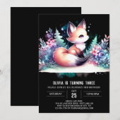 Invitation Petit minimaliste Fox Anniversaire numérique (Devant / Derrière)